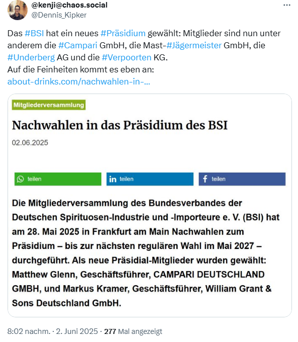 BSI Presidium New Campari GmbH, Jägermeister GmbH, Underberg Agnorns It und Windows Blog